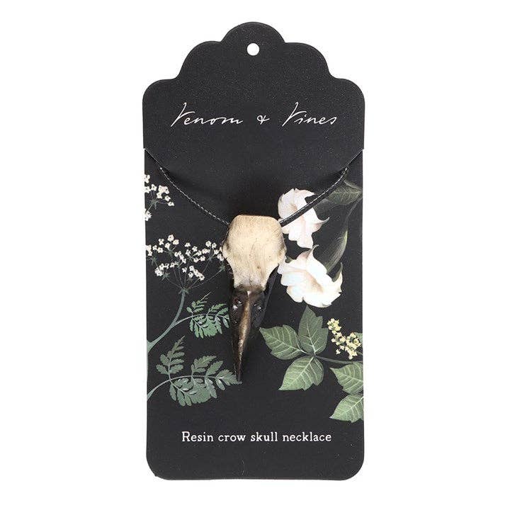 Gothic Resin Crow Skull Pendant Necklace