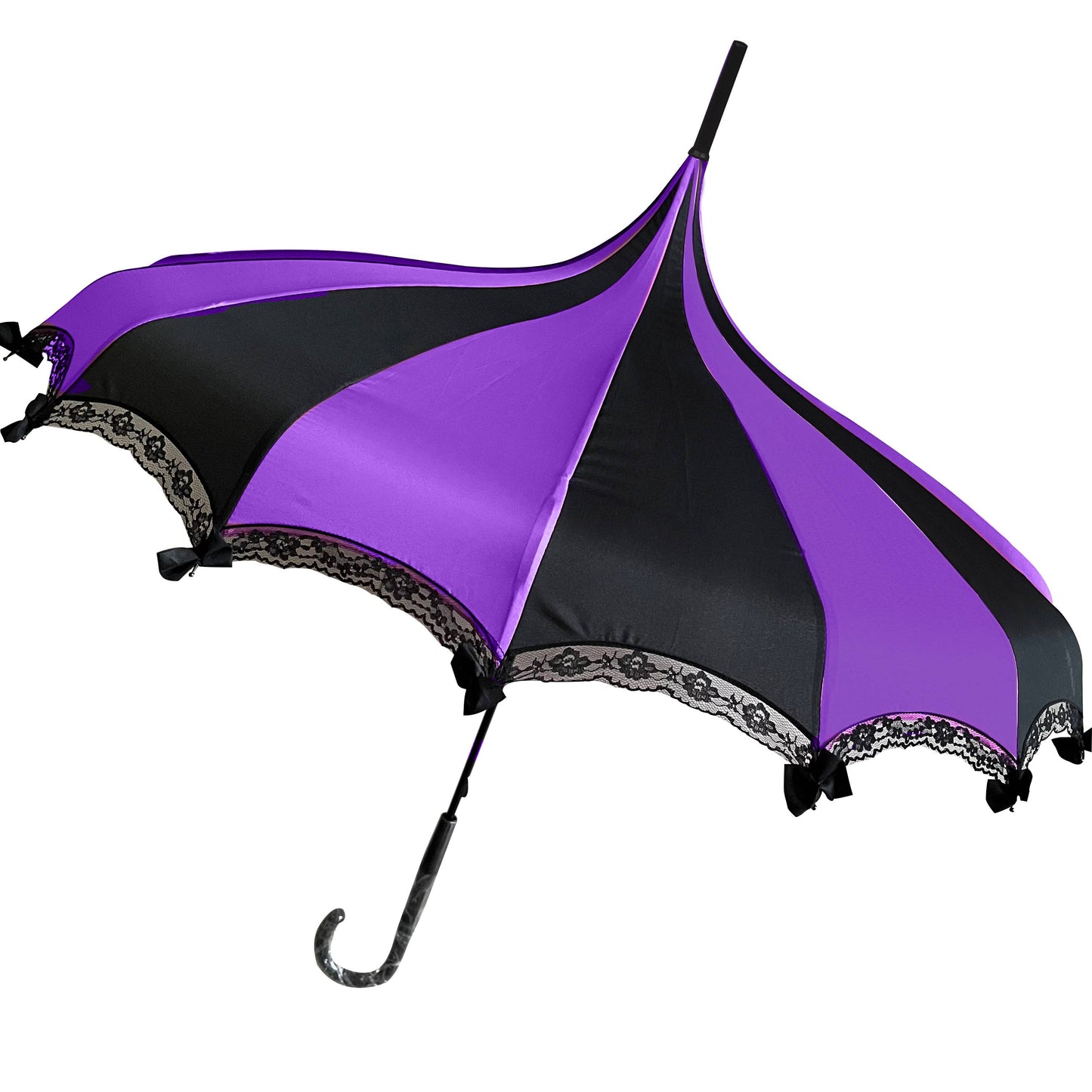 Boutique pagoda umbrella with lace and bows: Black