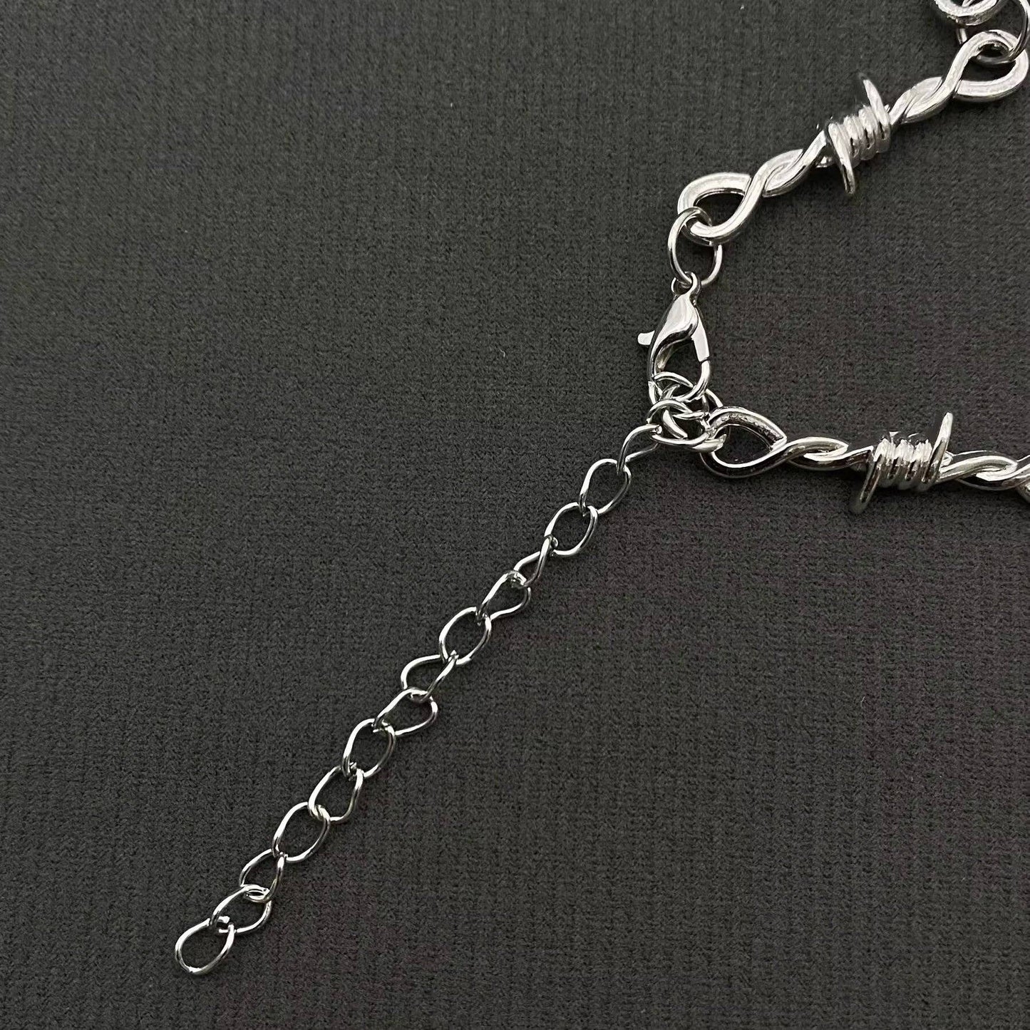 Gothic Purple Thorns Heart Dagger Charm Necklace