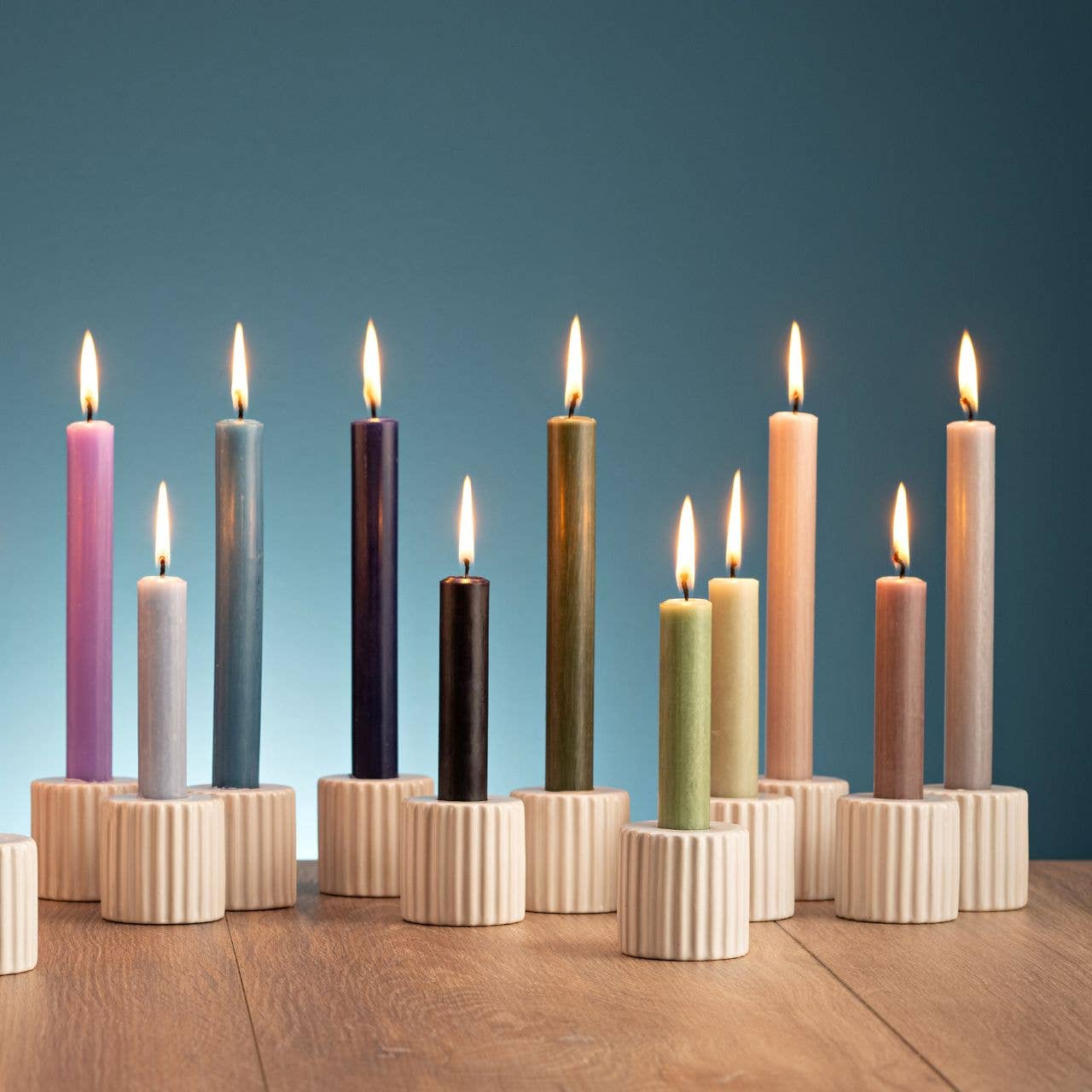 Taper candle, solid-colored, made of wax, pine green (H) 10 cm Ø 2 cm Burn time approx. 4 hrs.
