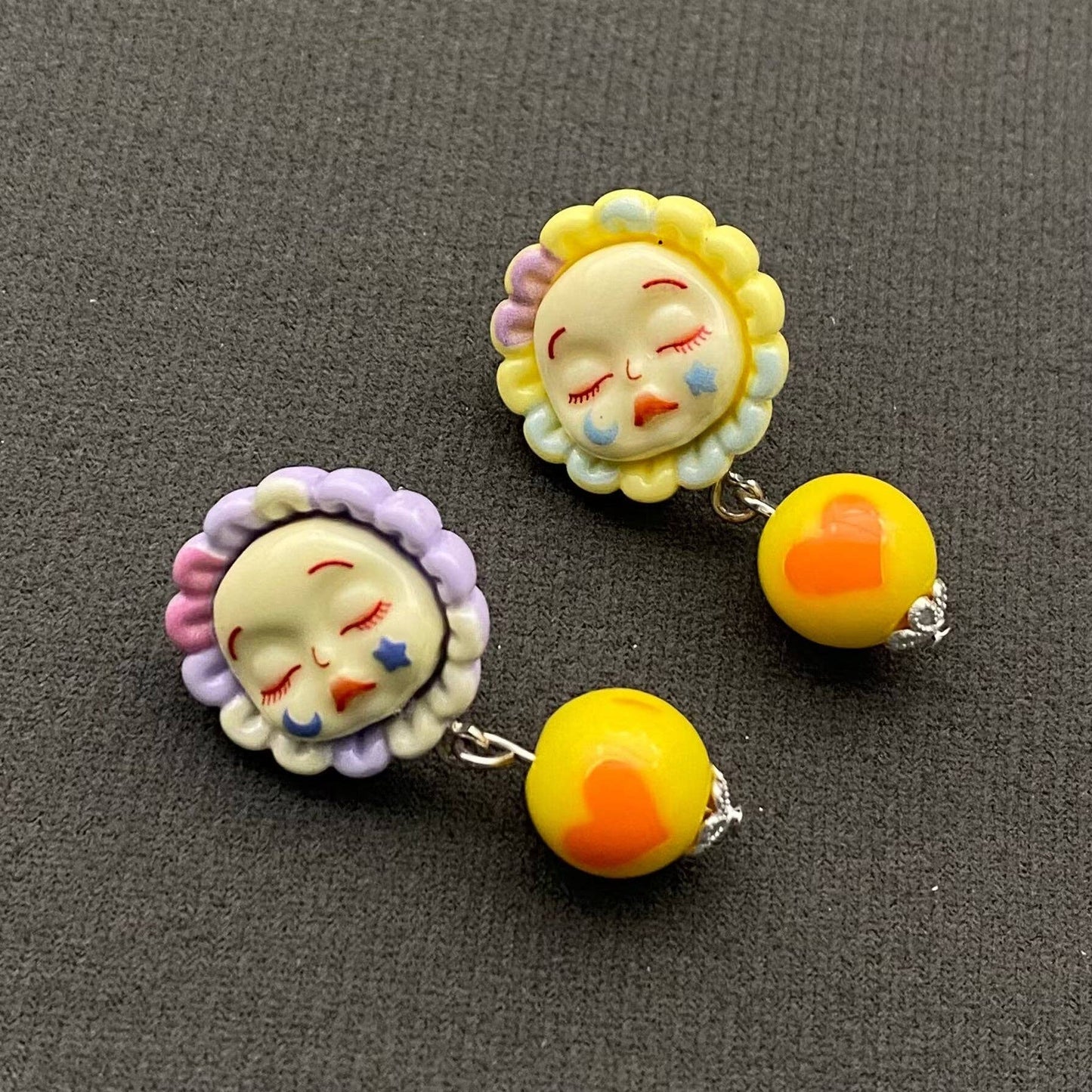 Sunflower Face Doll Earrings - YK