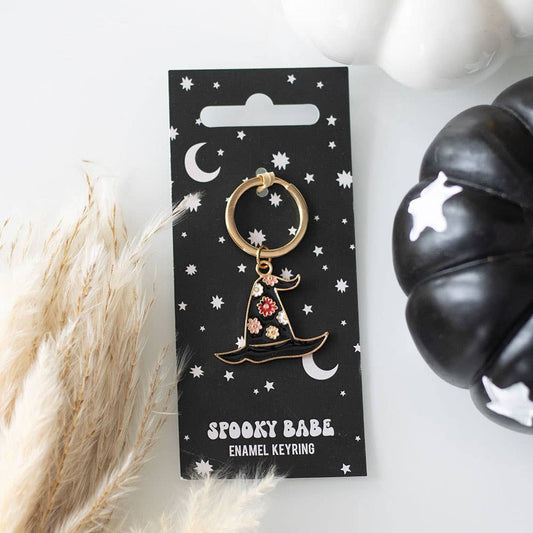 Spooky Babe Halloween Witch Hat Keyring