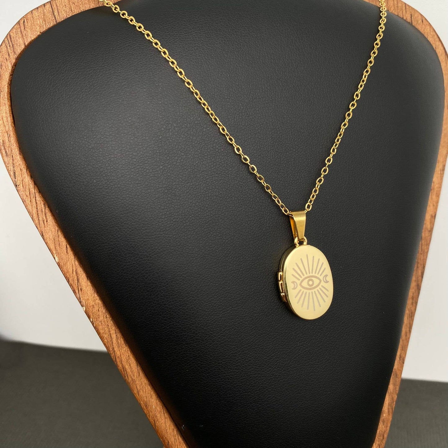 Sun & Moon & Star Locket 18K Gold Plated Charm Necklaces -MS