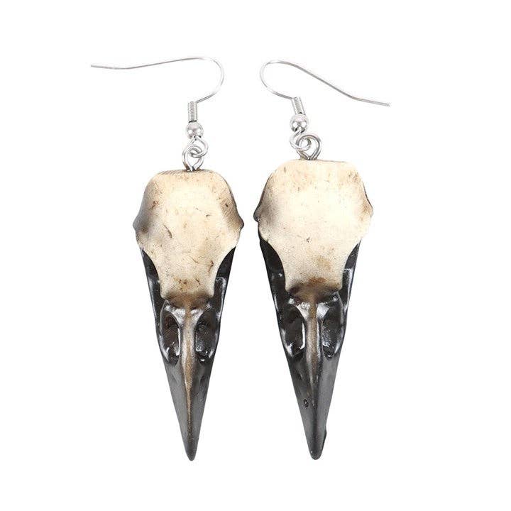 Resin Crow Skull Gothic Dangle Earrings