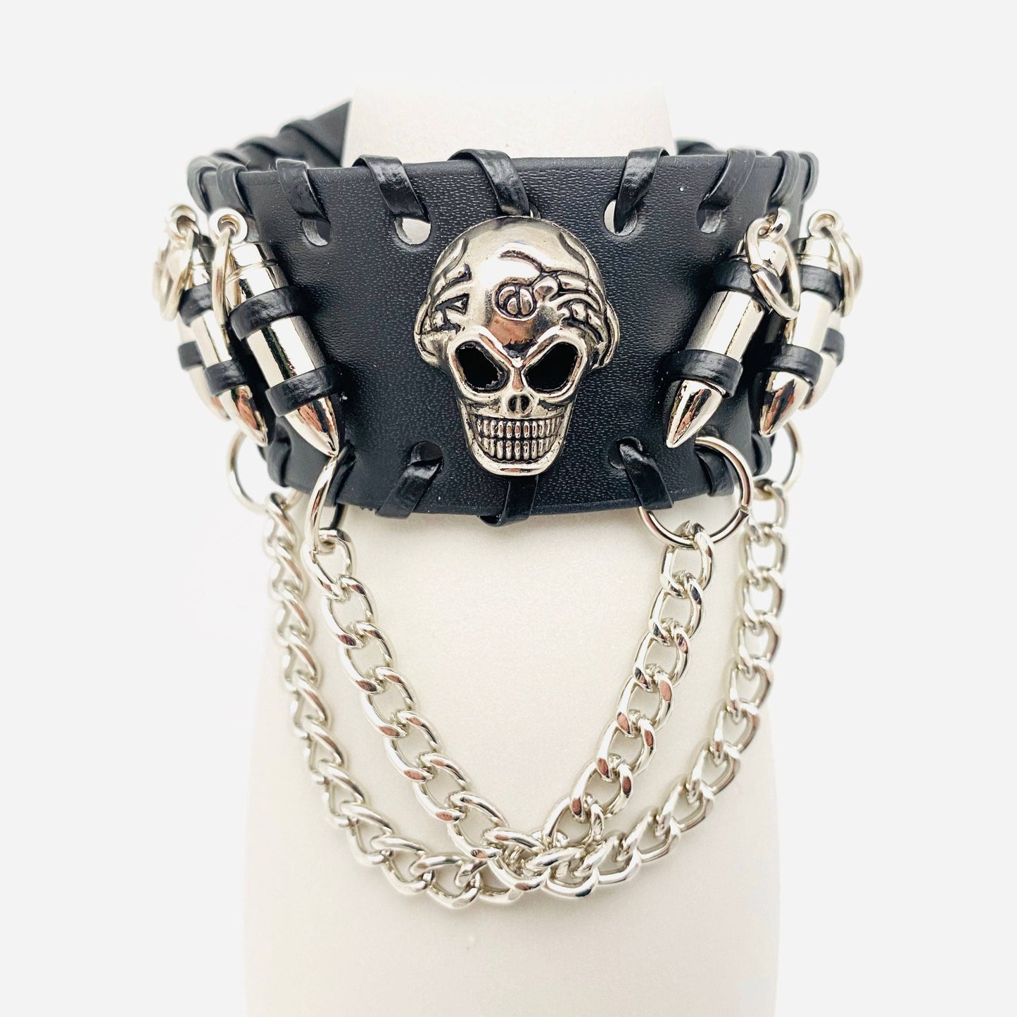 Punk Jewelry Leather Skull Chain Bracelet