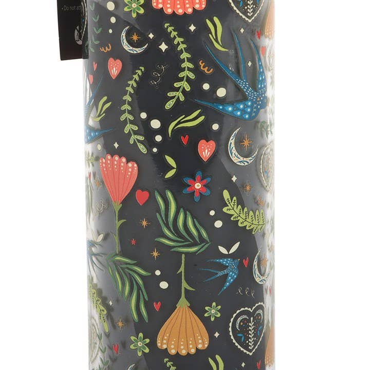 Midnight Bloom Folk Floral Print French Tulip Tube Candle