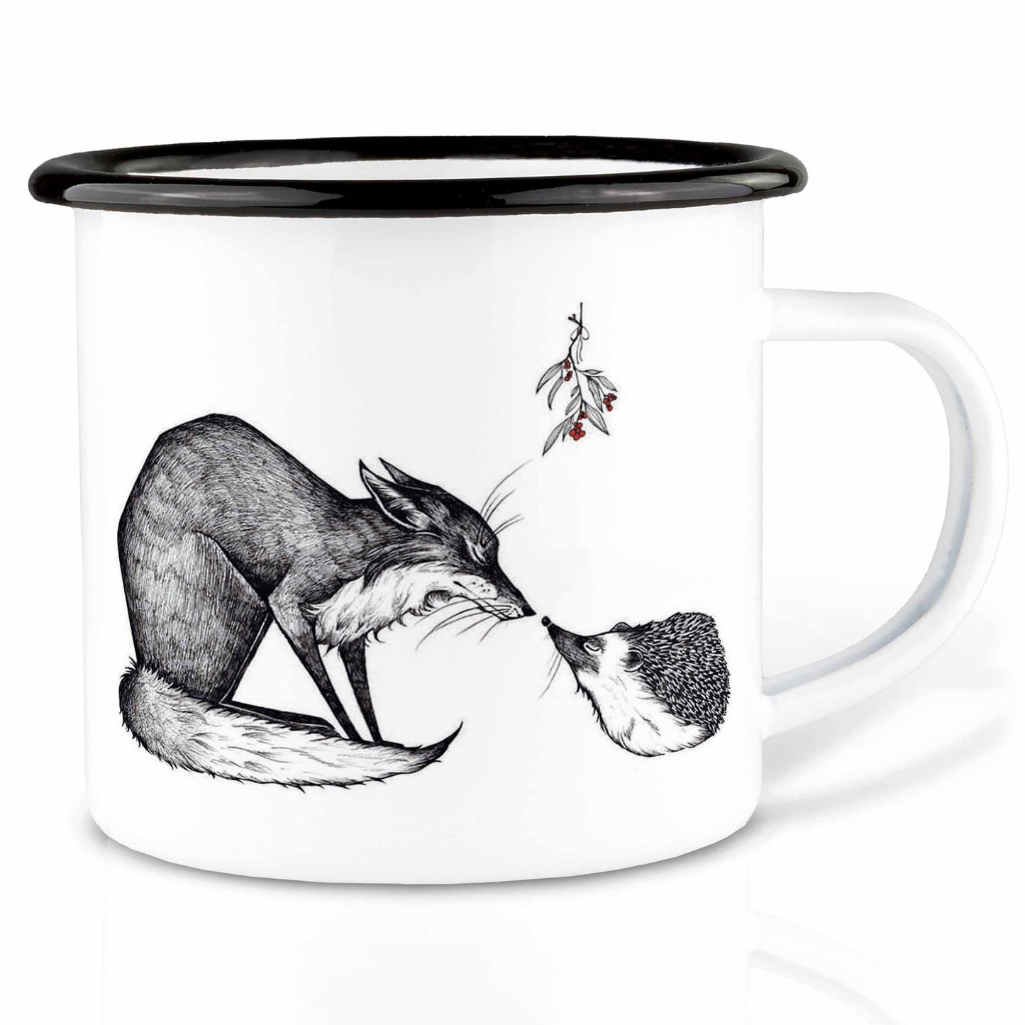 Enamel mug - fox & hedgehog: 300 ml