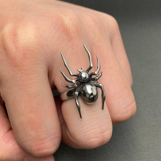 Gothic Unisex Stainless Steel Spider Ring - MJ/MR