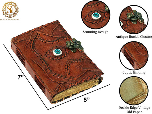 Mystic Eye Leather Journal Grimoire with Antique Lock