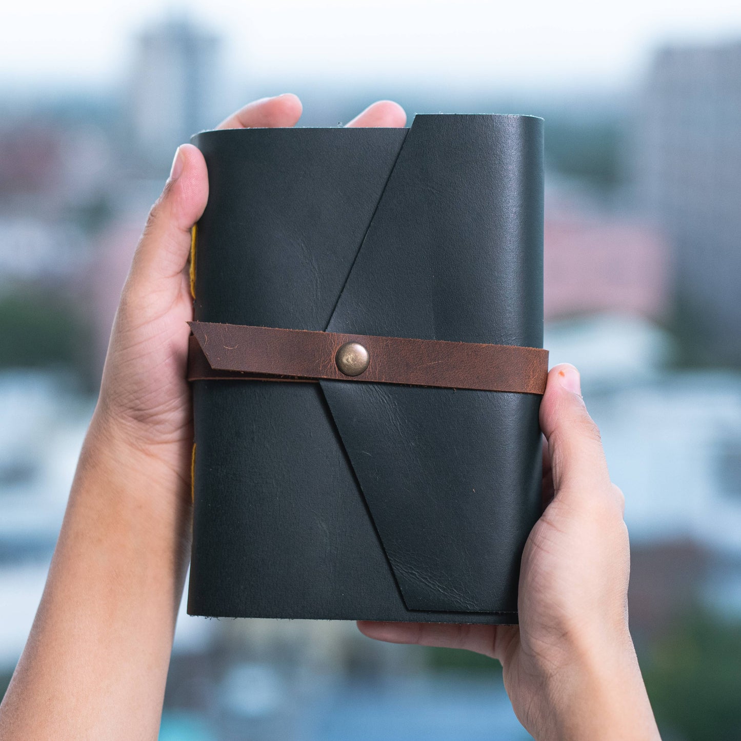 Leather journal diary with ruled craft pages: Unlined