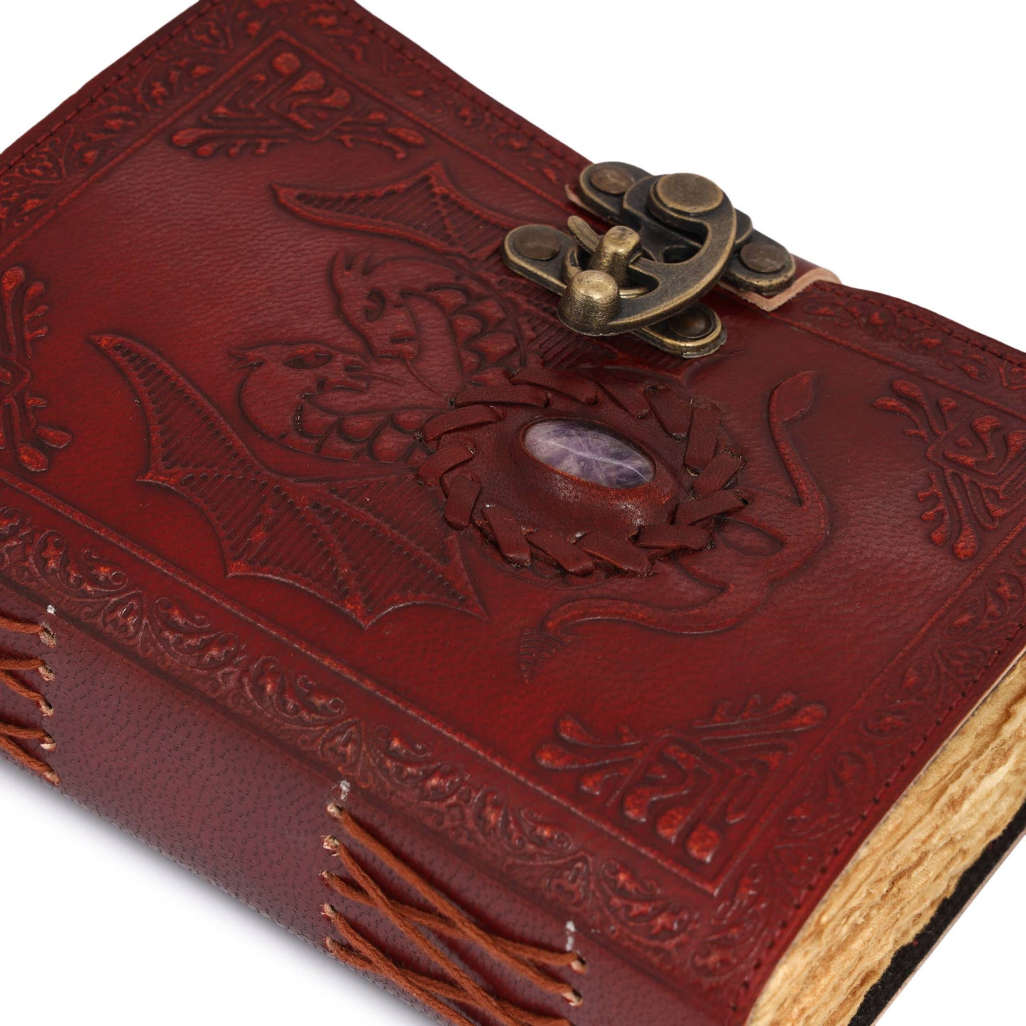 Leather Journal with Stone Dragon Embossed Travel Journal 