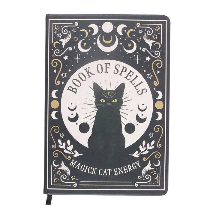 Black Cat Magic Book of Spells A5 Notebook with Pen