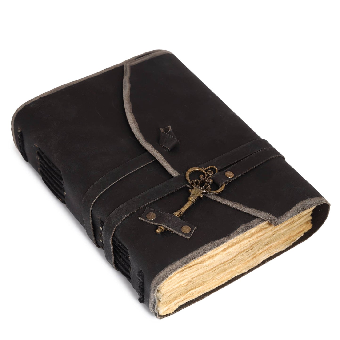 Vintage Leather Bound Grimoire Journal with Key 6*8 Size