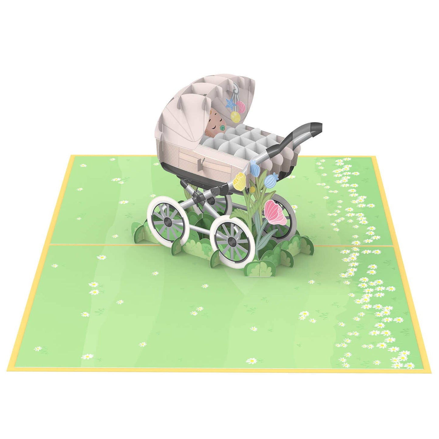 Pushchair with baby pop-up card | 3D greeting card