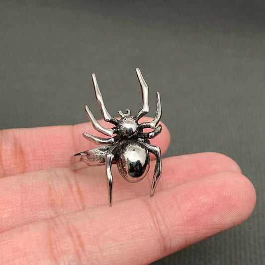 Gothic Unisex Stainless Steel Spider Ring - MJ/MR