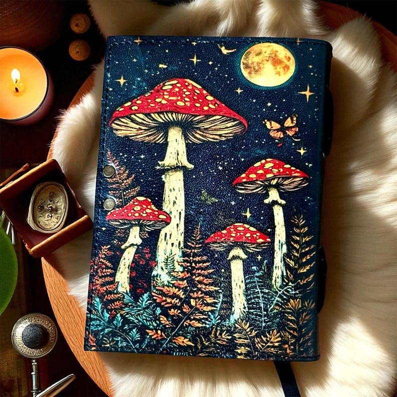 Leather Journal  Vintage Mushroom Handmade