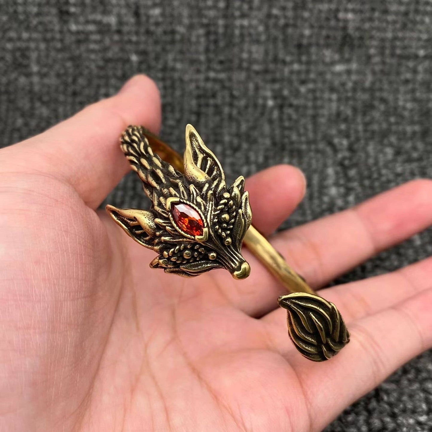 Intarsien Zirkon Vintage Verstellbarer Fuchs Manschettenarmreif