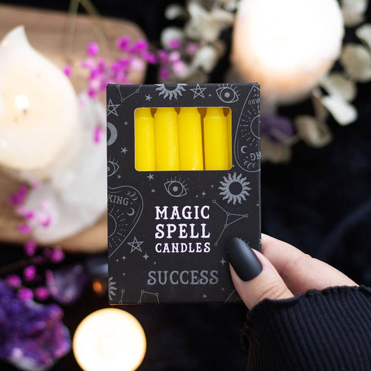Set of 12 Yellow 'Success' Magic Spell Candles