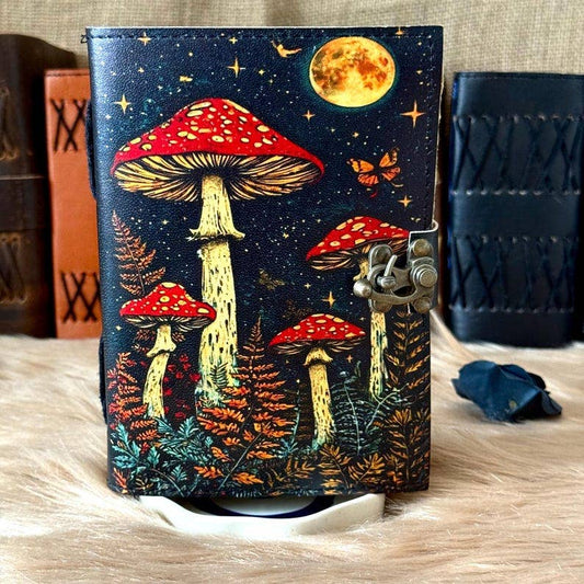 Leather Journal  Vintage Mushroom Handmade