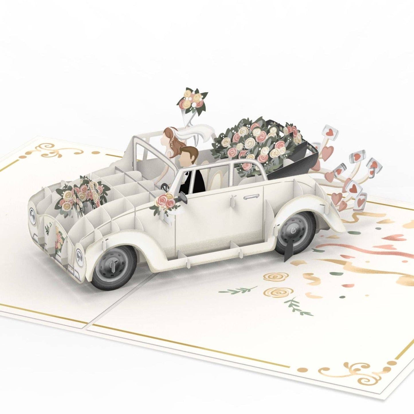 Wedding car pop-up card | 3D wedding card, greeting card