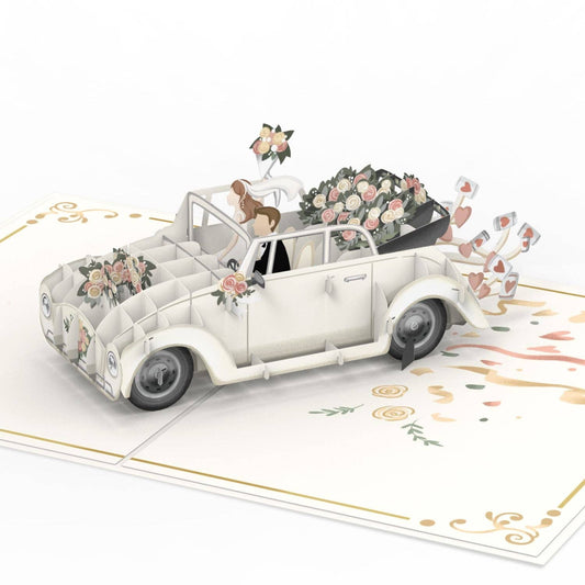 Wedding car pop-up card | 3D wedding card, greeting card