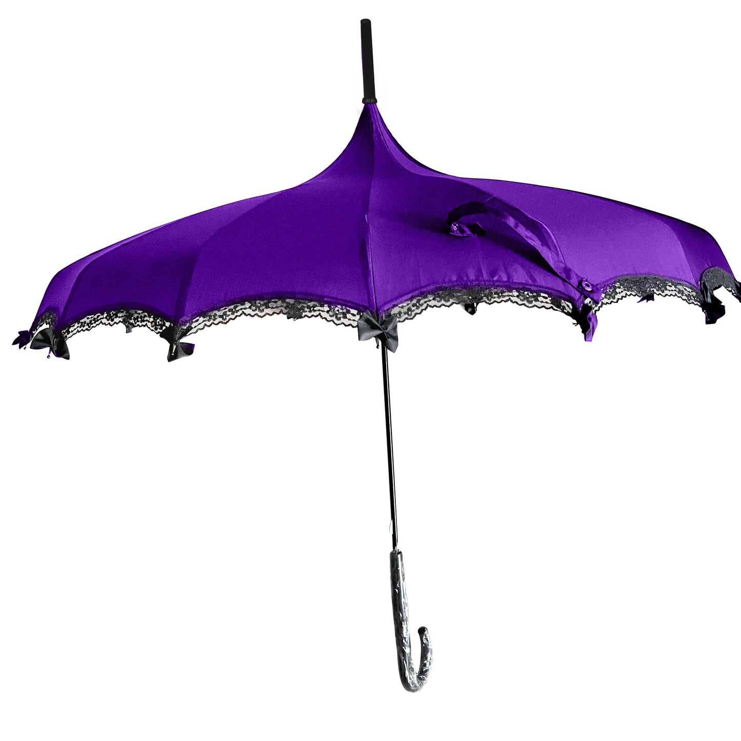 Boutique pagoda umbrella with lace and bows: Black