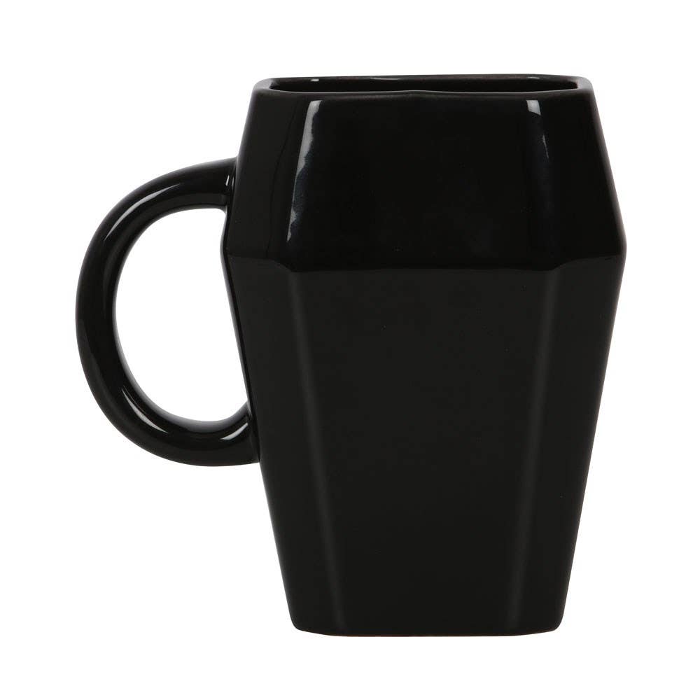 Gothic Halloween Death Before Decaf Coffin Mug