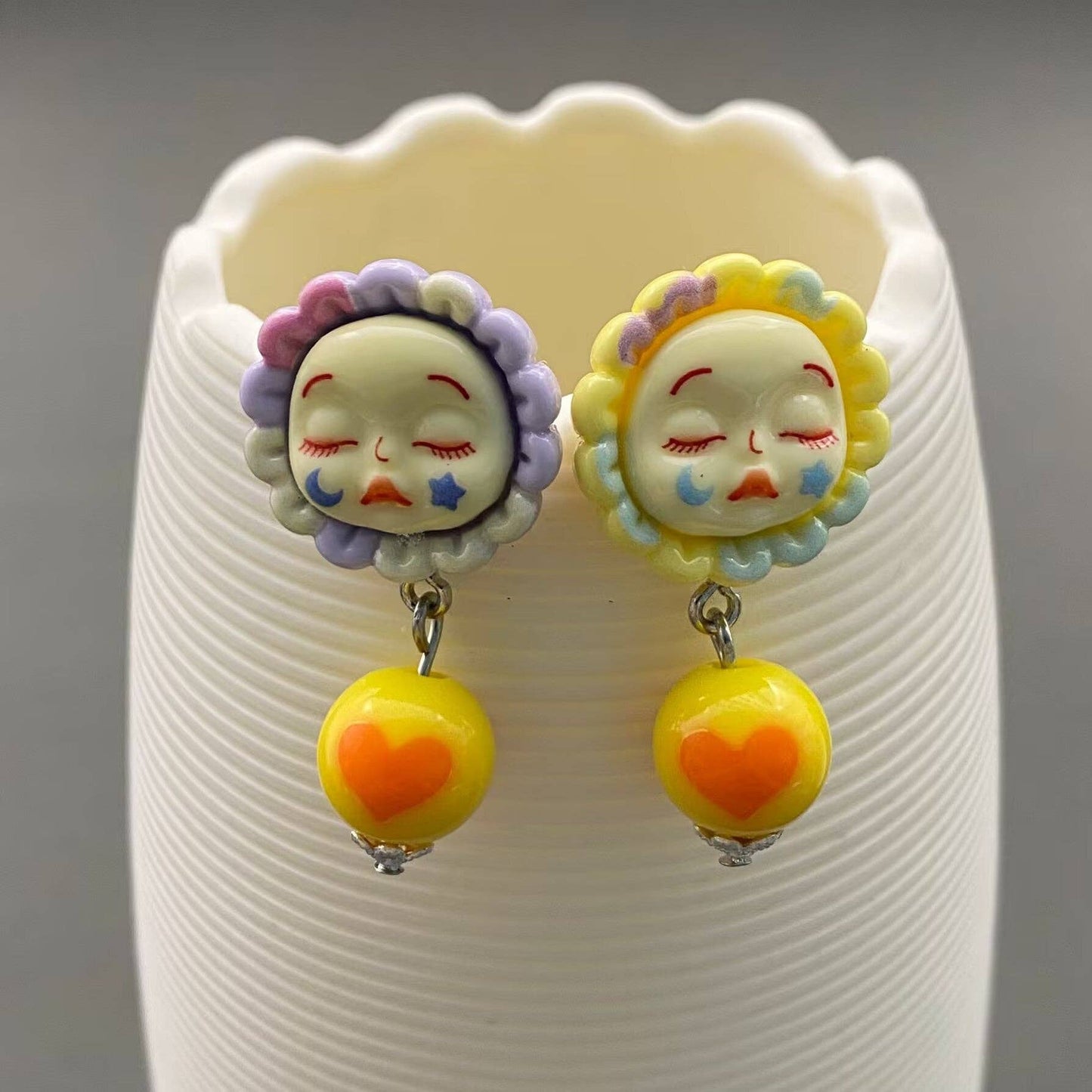 Sunflower Face Doll Earrings - YK
