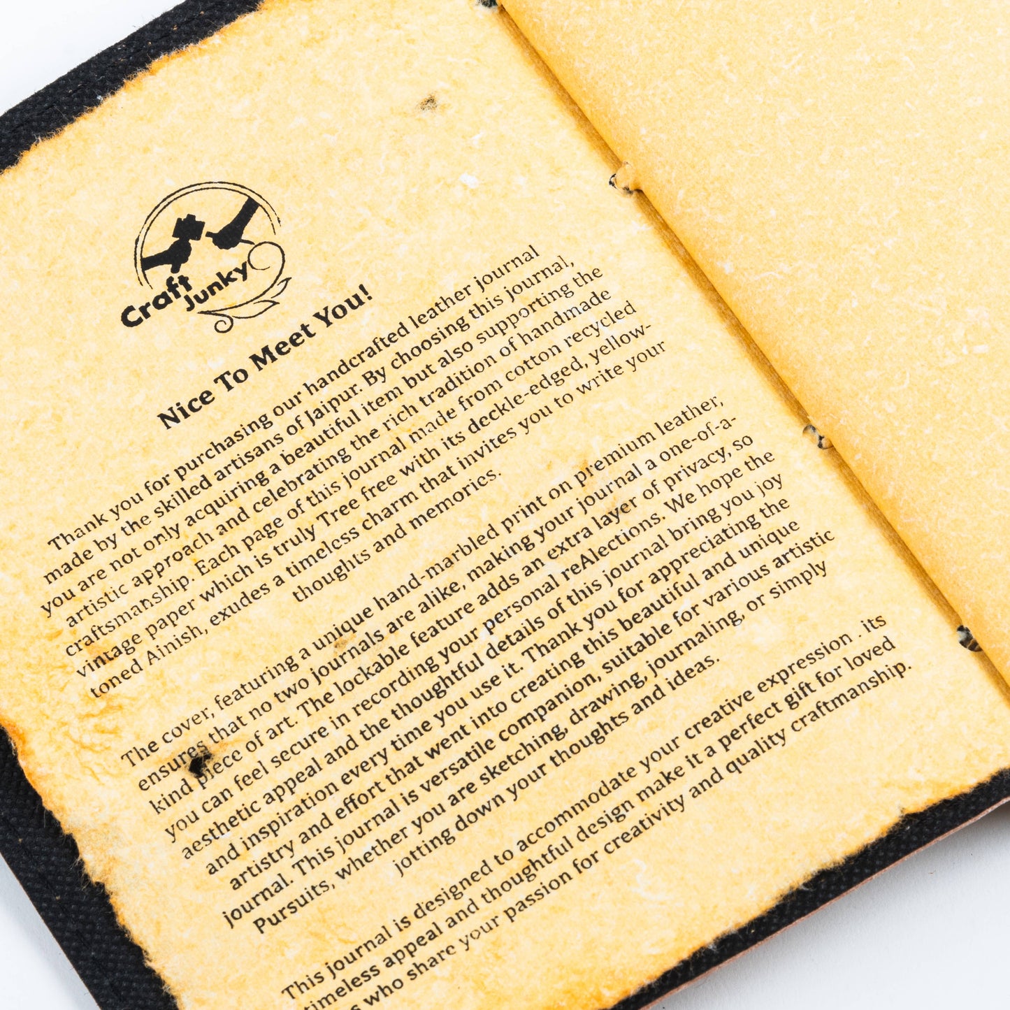 Vintage Leather Journal Notebook with Hand Marble Print 