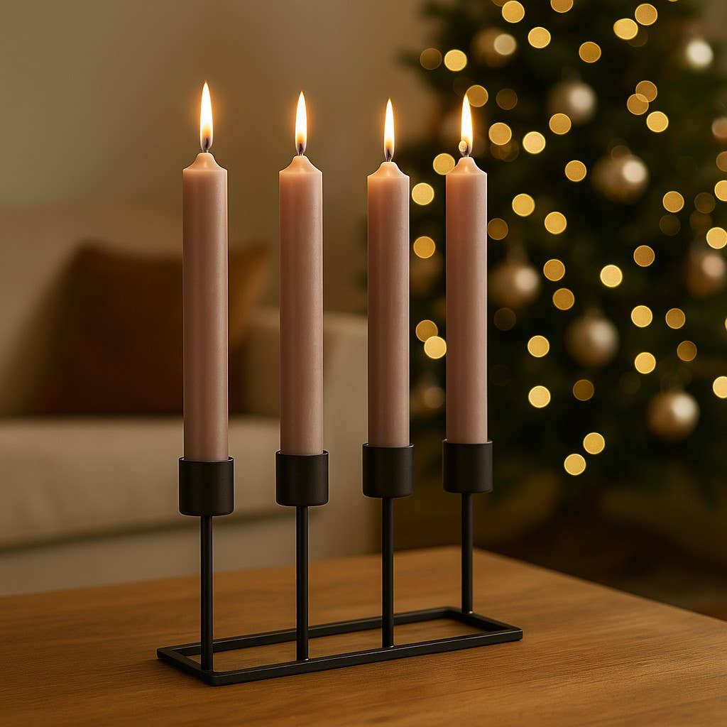 Taper candle taupe solid-colored Ø 2x18 cm burning time approx. 8 hours.