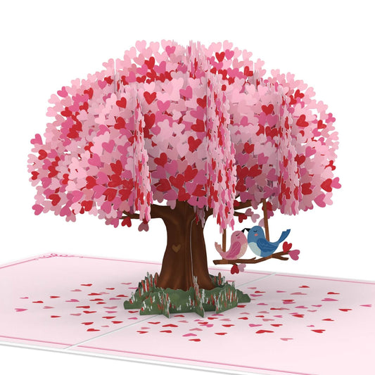 Heart tree with turtledoves pop-up card