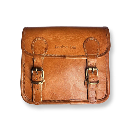 Umhängetasche aus Cognac-Leder 26cm