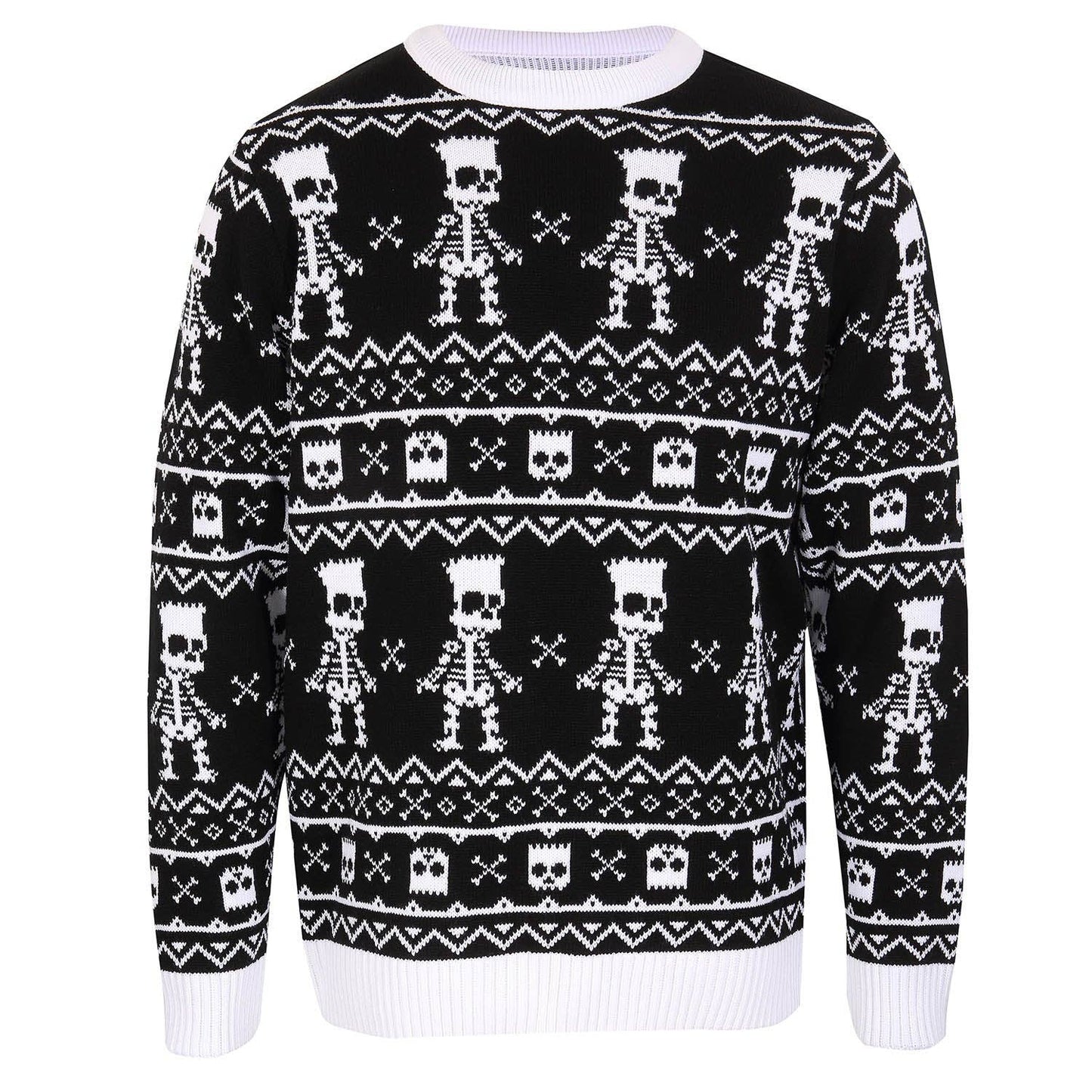Simpsons Bart Skeleton Repeat Knitted Jumper: Large