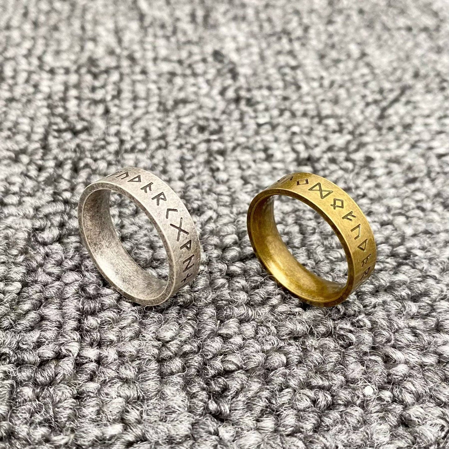 Vintage Viking Rune Men's Stainless Steel Ring - MJ/MR