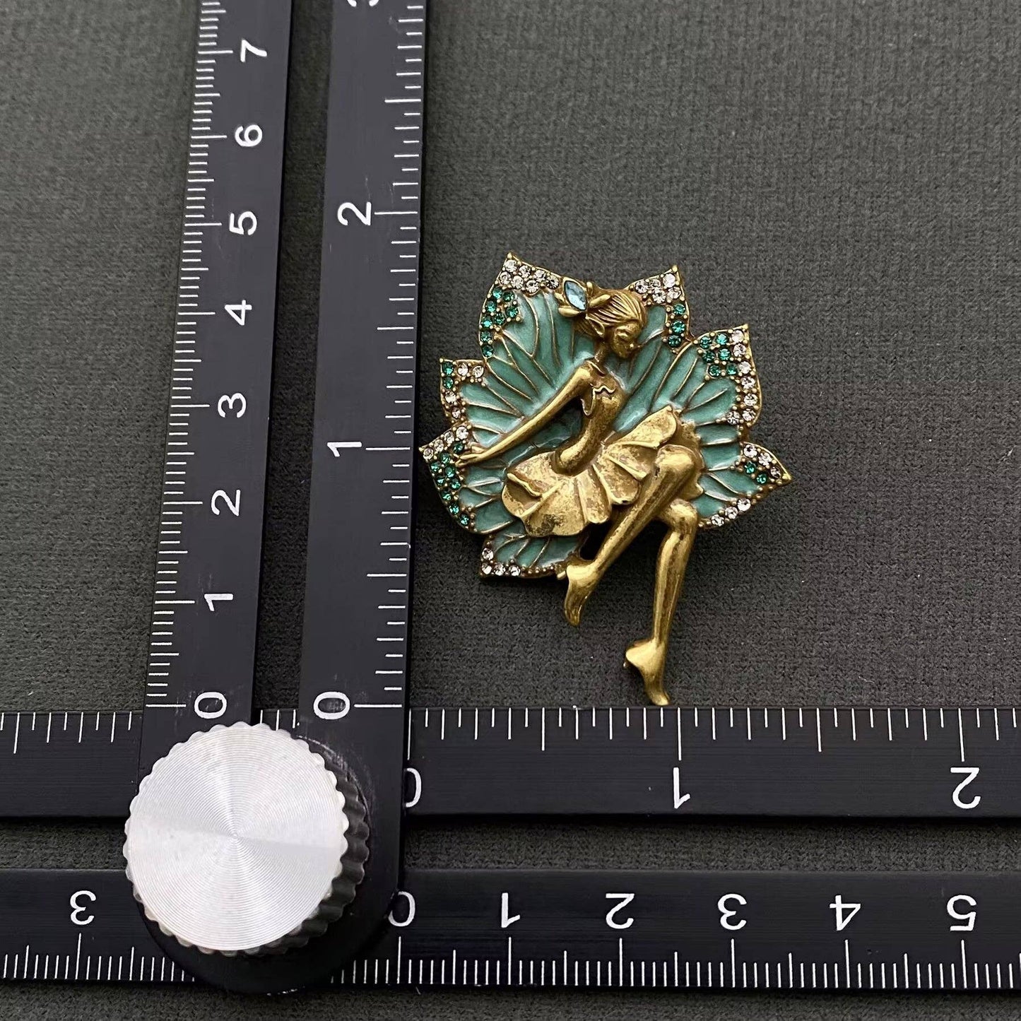 Vintage Rhinestone Enamel Fairies Stud Earrings