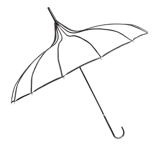 Boutique Ribbed Pagoda Umbrella in White - BCSRPWH: White