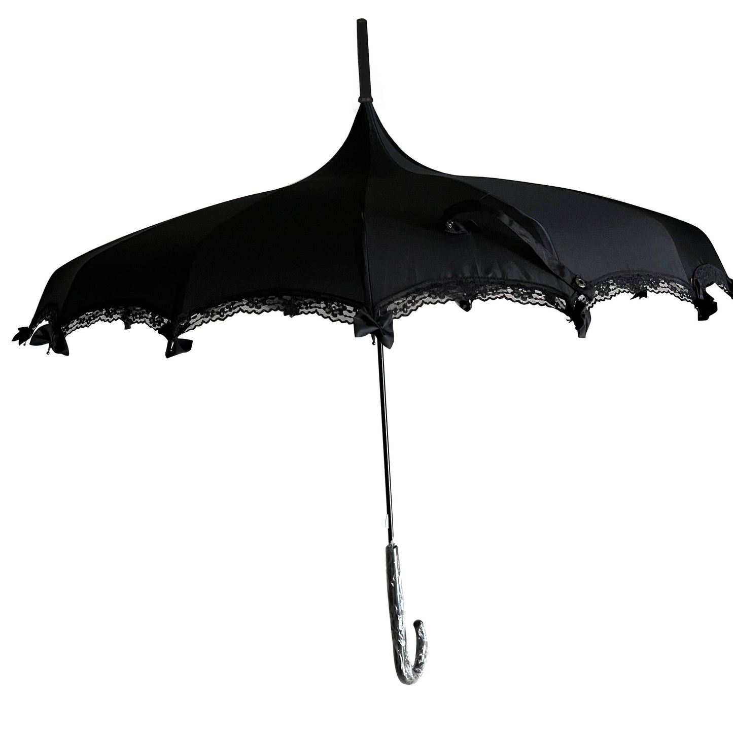 Boutique pagoda umbrella with lace and bows: Black
