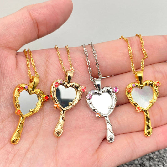 Fairy Tales Magic Mirror Charm Pendant Necklace