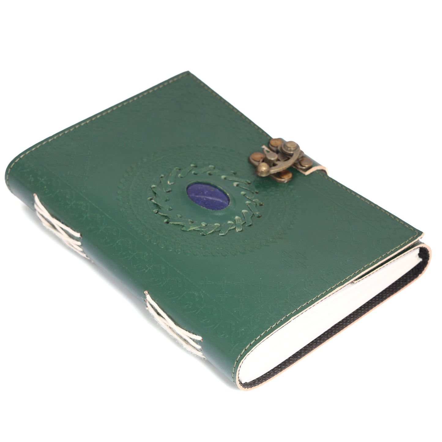 Leather Journal with Stone Mandala Embossed Travel Notebook