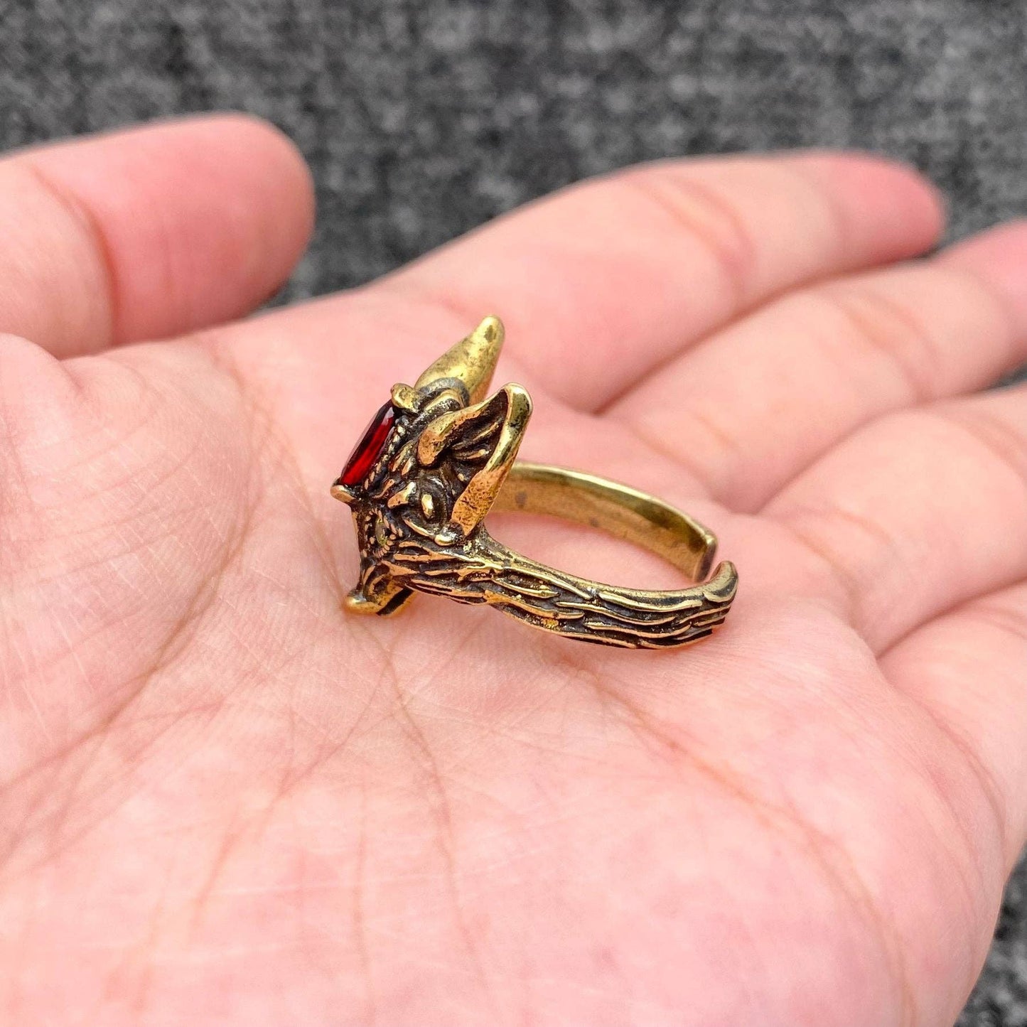 Vintage Bronze Fox Adjustable Ring