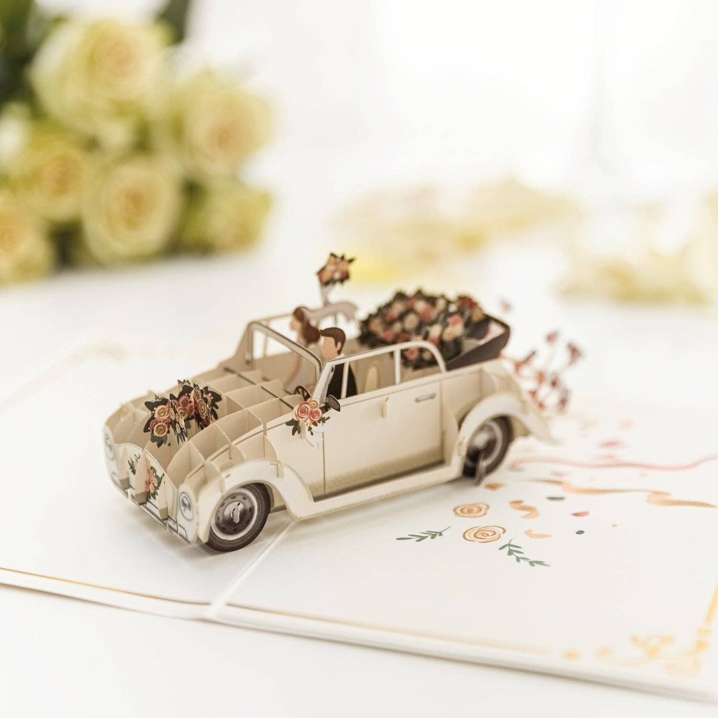 Wedding car pop-up card | 3D wedding card, greeting card