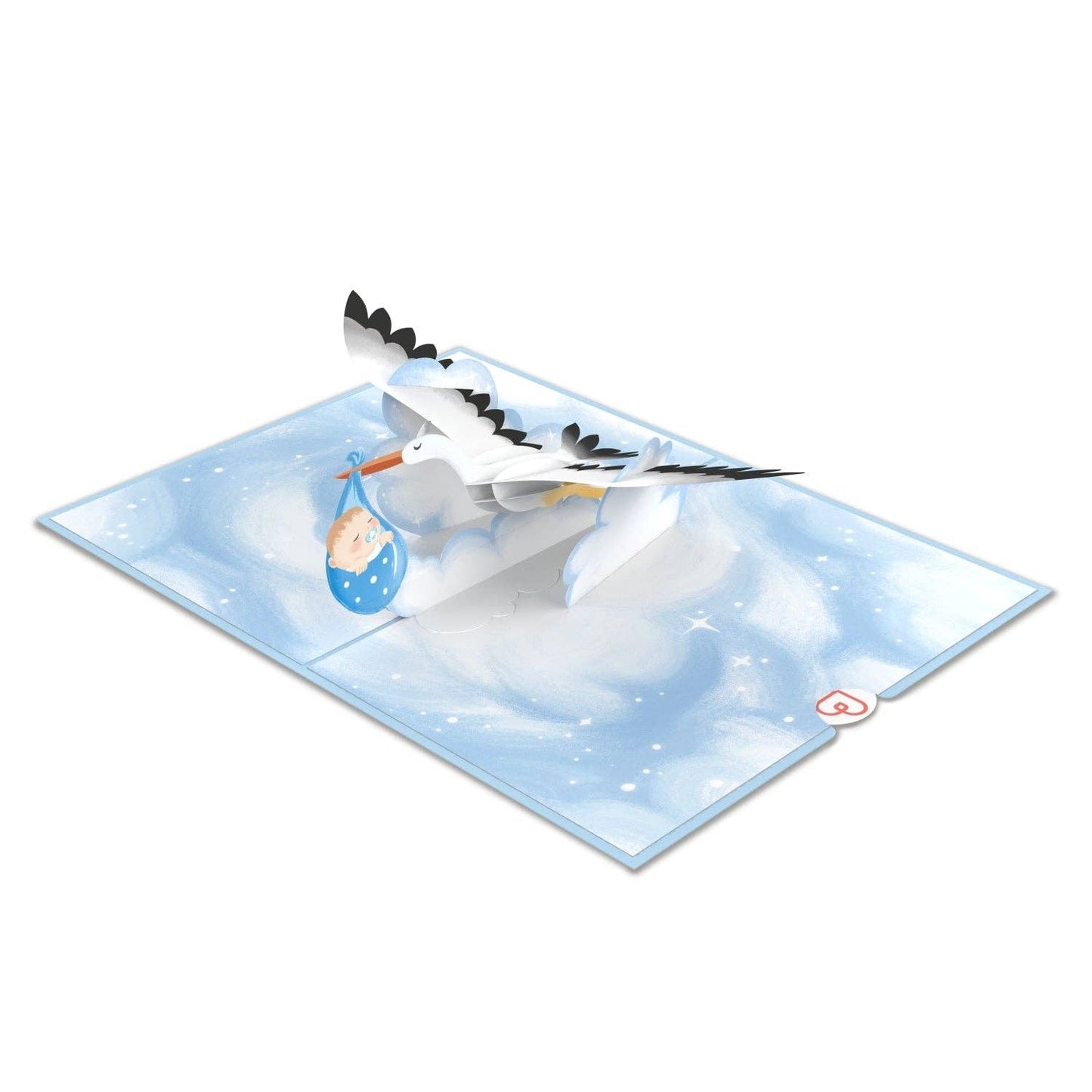 Stork & Baby (blue) pop-up card | 3D birth card