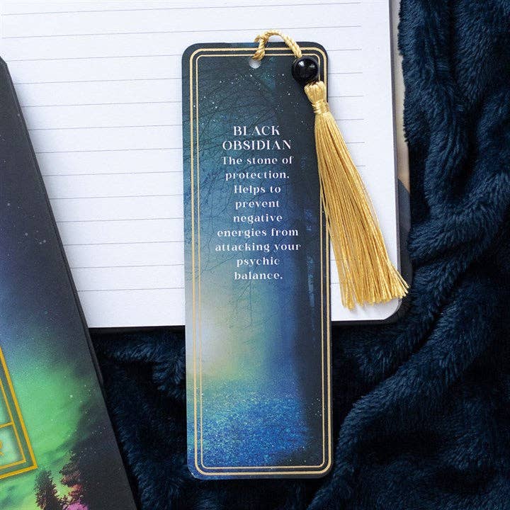 Ethereal Black Obsidian Bookmark with Tassel