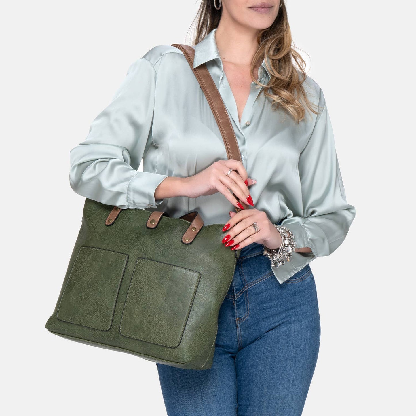 BERAUD - Women's shopper bag with shoulder strap: COFFEE BROWN