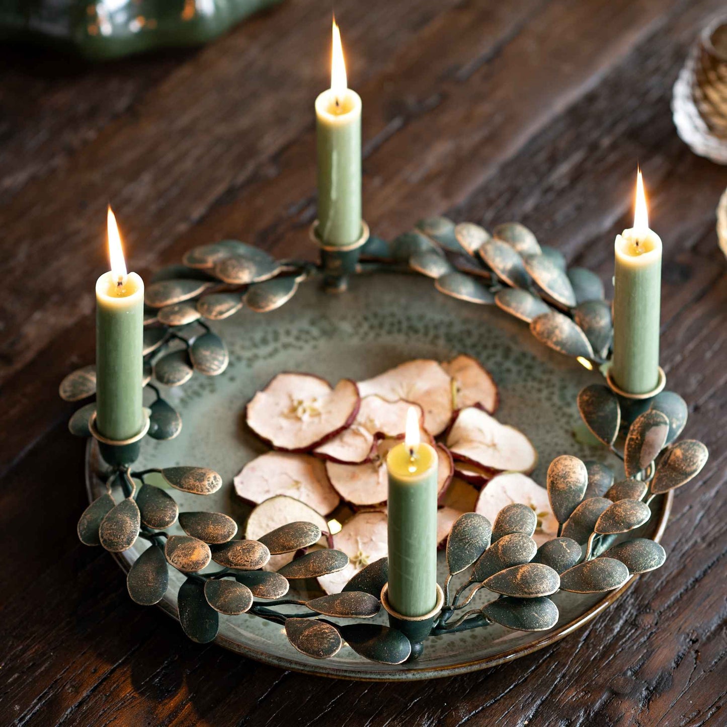 Taper candle dyed through from wax sage (H) 10cm Ø2cm Burning time approx. 4 hours.