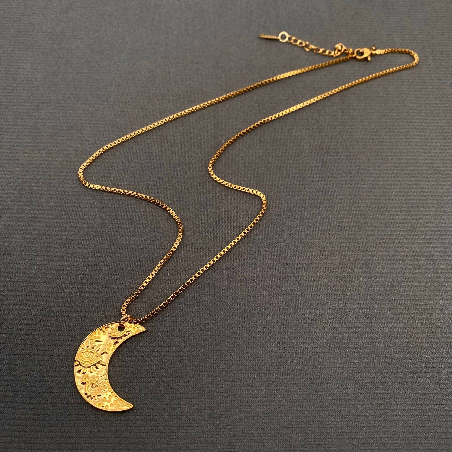 Eye Signet Moon 18K Gold Plated S.Steel Necklace - FGS/MS
