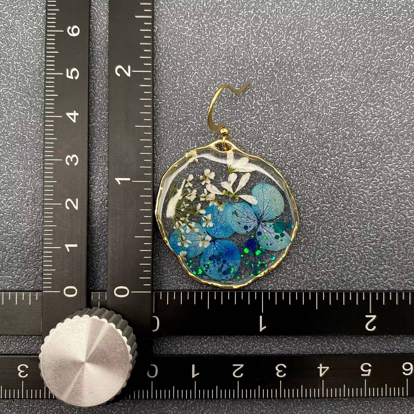 Blue Hydrangea White Queen Anne's Lace Dangle Earrings - PDF