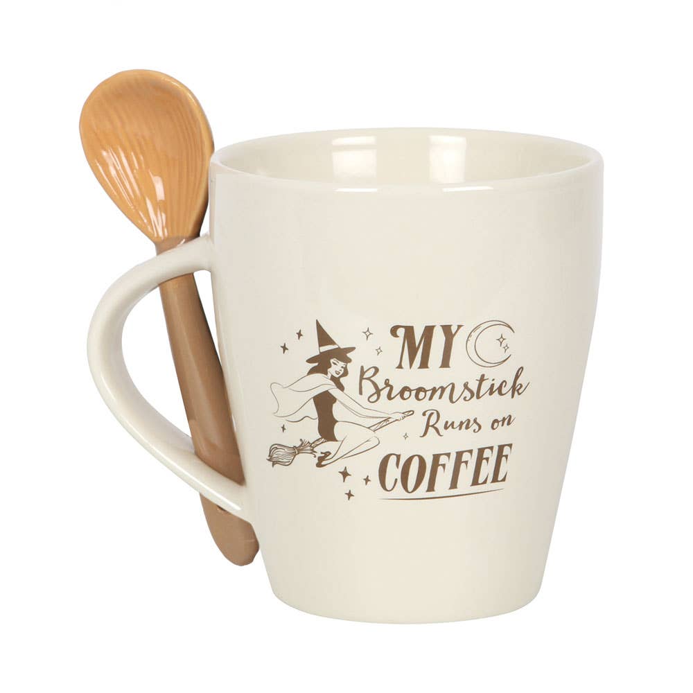 My Broomstick Runs on Coffee Halloween Mug and Spoon Set