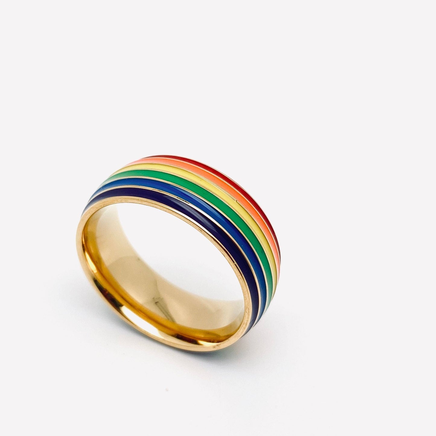 Rainbow Striped Stainless Steel Ring - MJ/MR