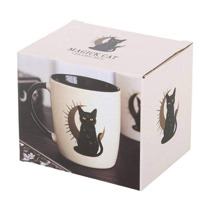 Sitting Magic Black Cat Mug